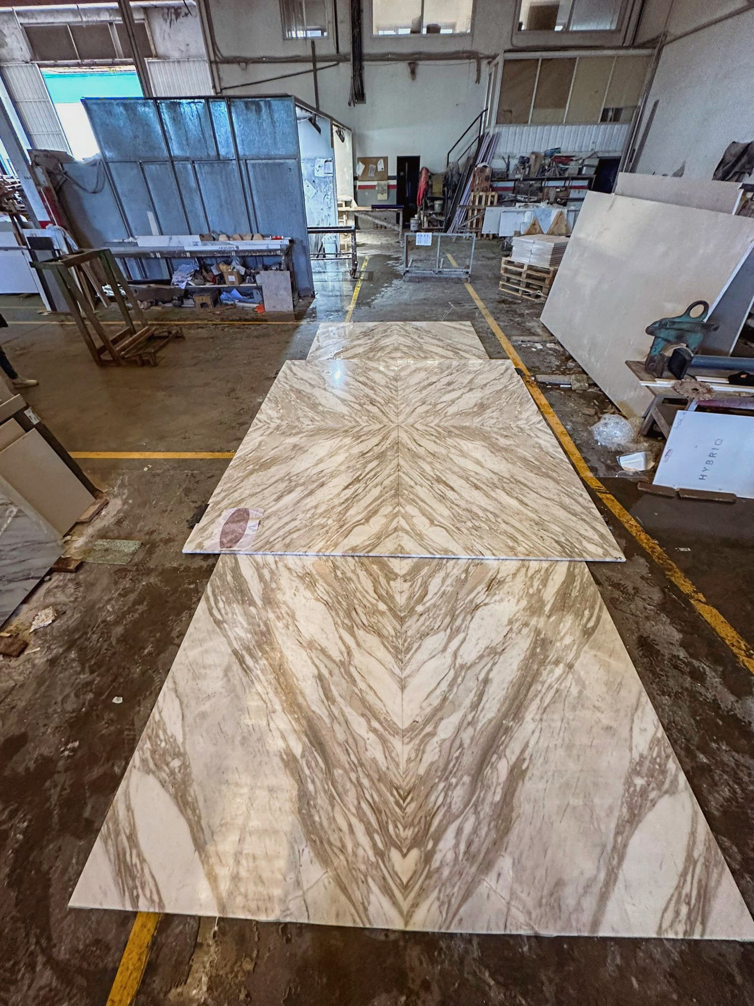 Bookmatched marble slabs selected for a bespoke conference table by KZ Bespoke